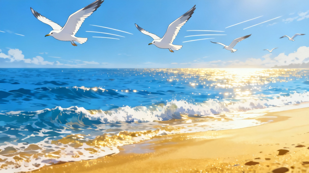 蓝色大海和金色沙滩