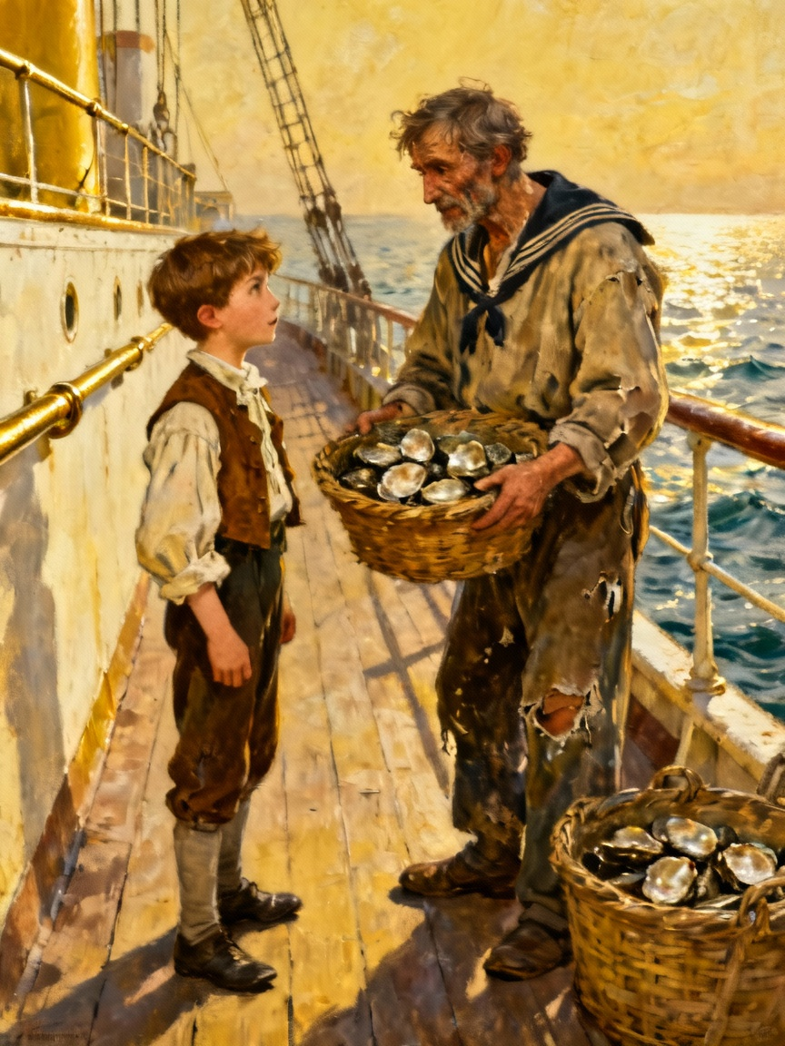 少年若瑟夫同情地看着于勒叔叔