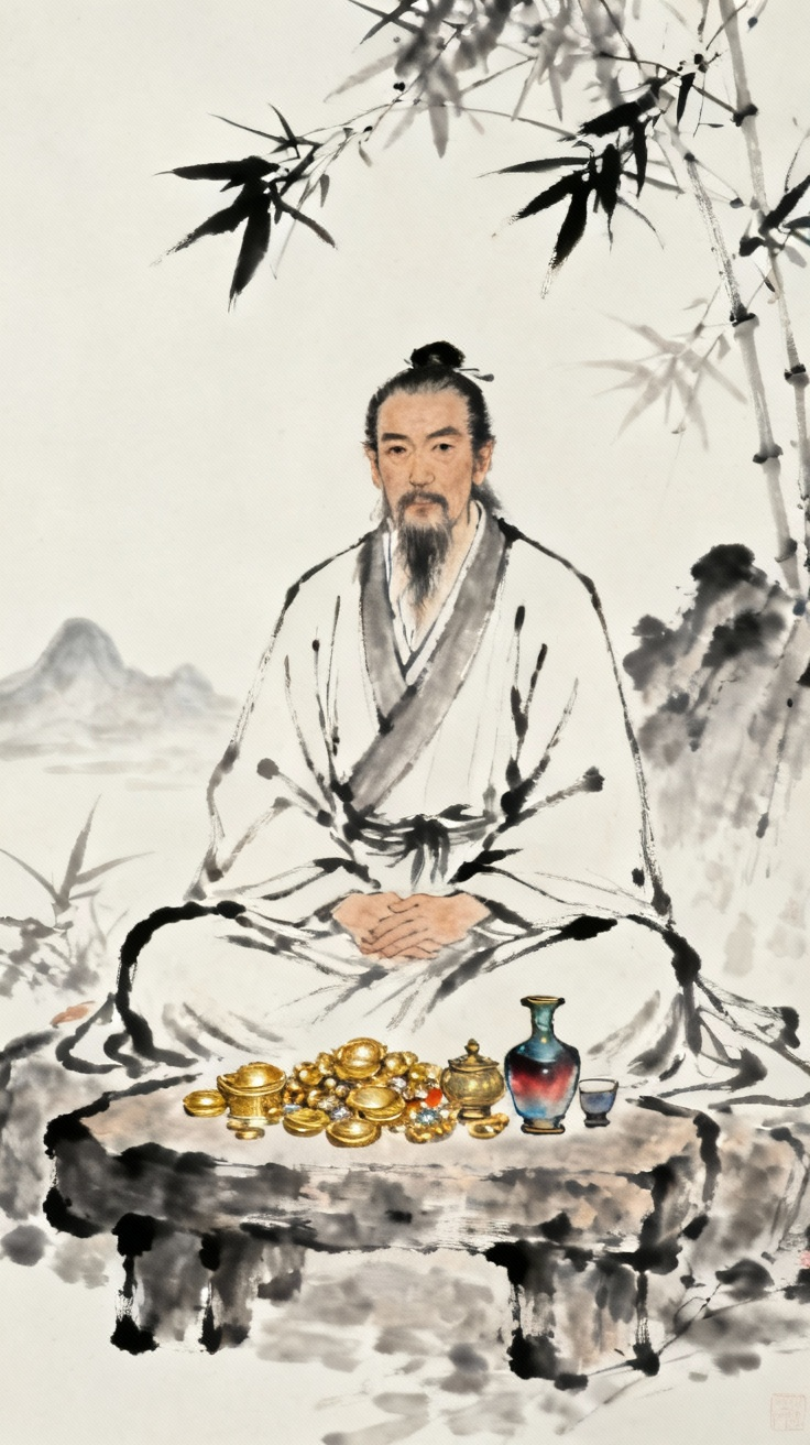 古代贤者面对诱惑保持本心不为所动