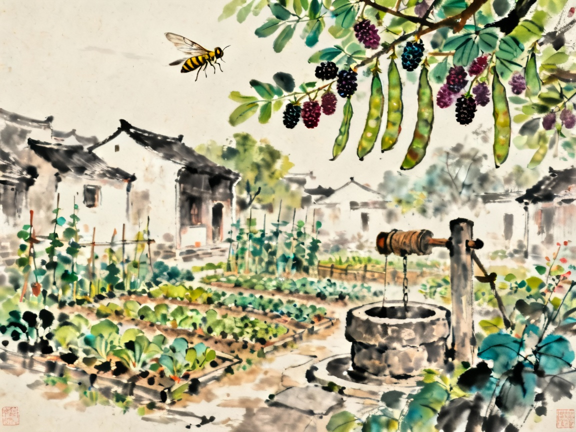 百草园充满生机的场景