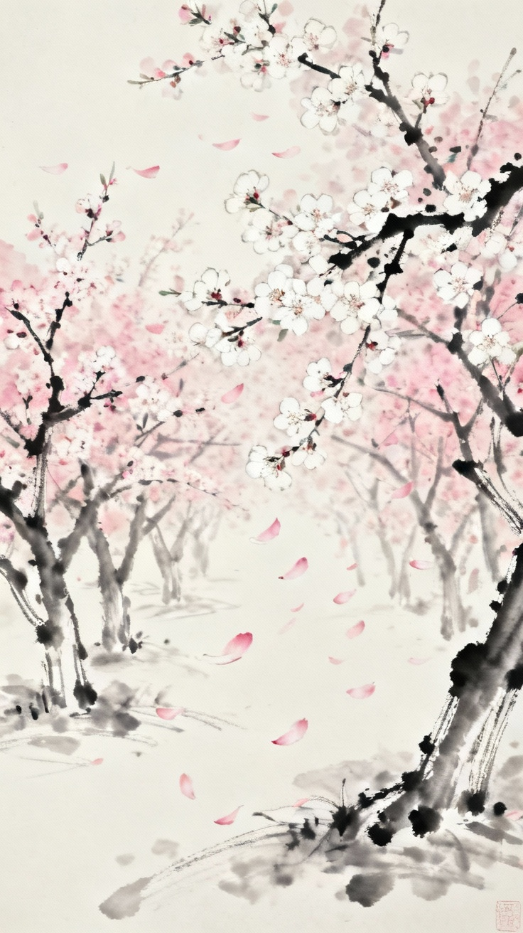 桃花林盛开的美景