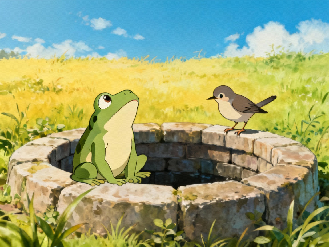 青蛙在井底与小鸟对话